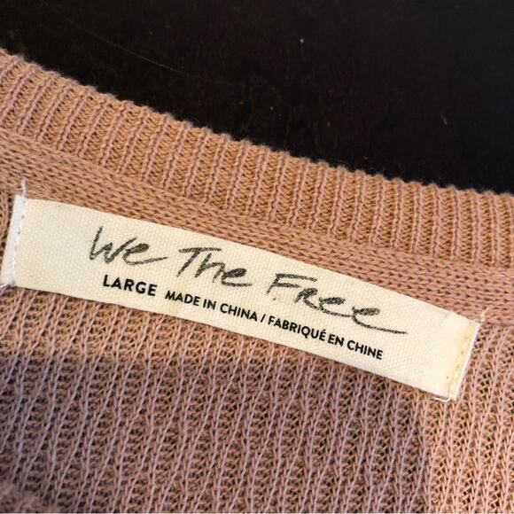 We the Free blush thermal knit top with knit balloon sleeves size Large - Picture 6 of 14